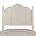 King Poster Headboard - Antique White with Chestnut Finish