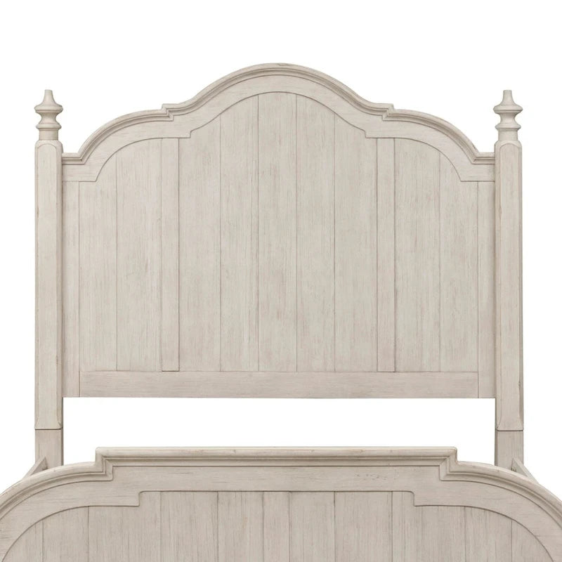 King Poster Headboard - Antique White with Chestnut Finish