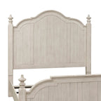King Poster Headboard - Antique White with Chestnut Finish