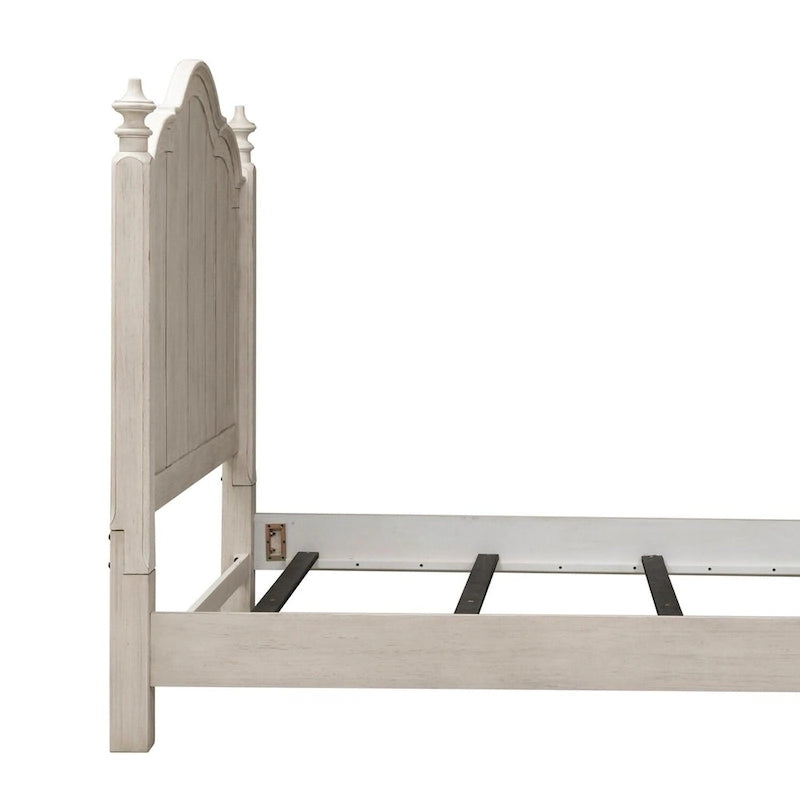 King Poster Headboard - Antique White with Chestnut Finish