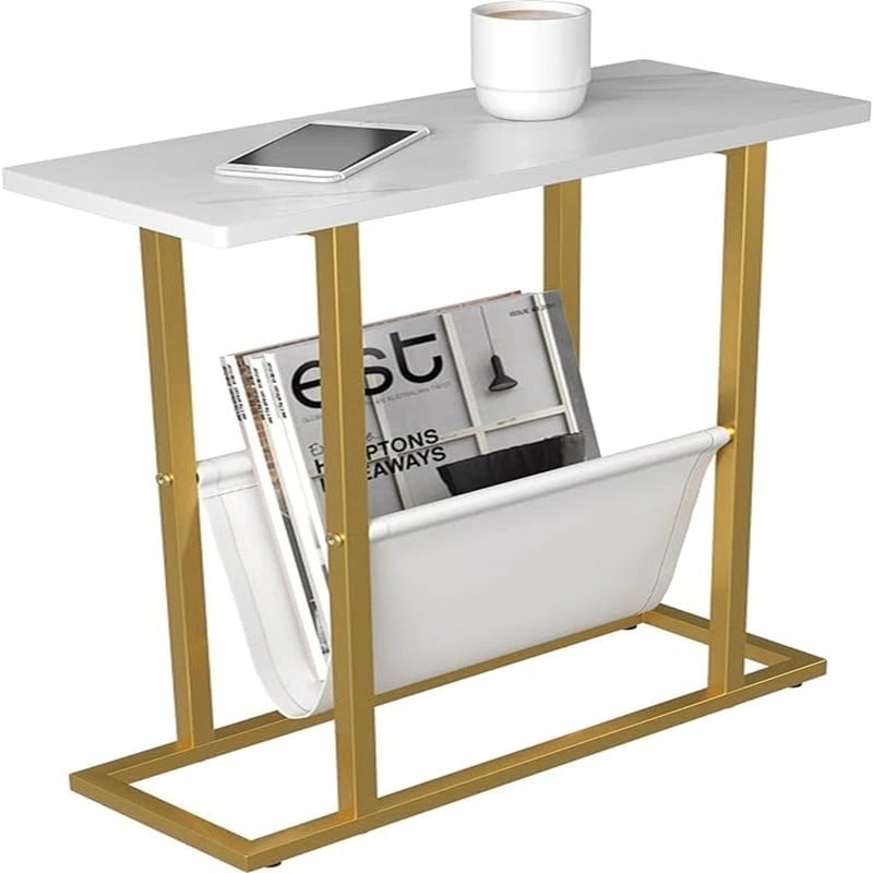 Narrow End Table with Storage Bag