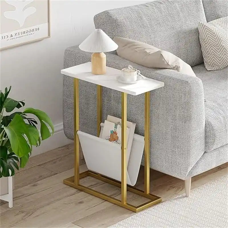 Narrow End Table with Storage Bag