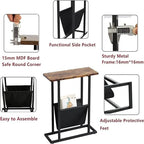 Narrow End Table with Storage Bag