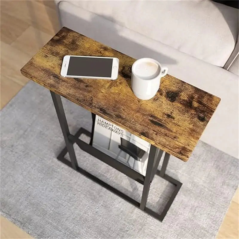 Narrow End Table with Storage Bag