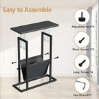 Narrow End Table with Storage Bag