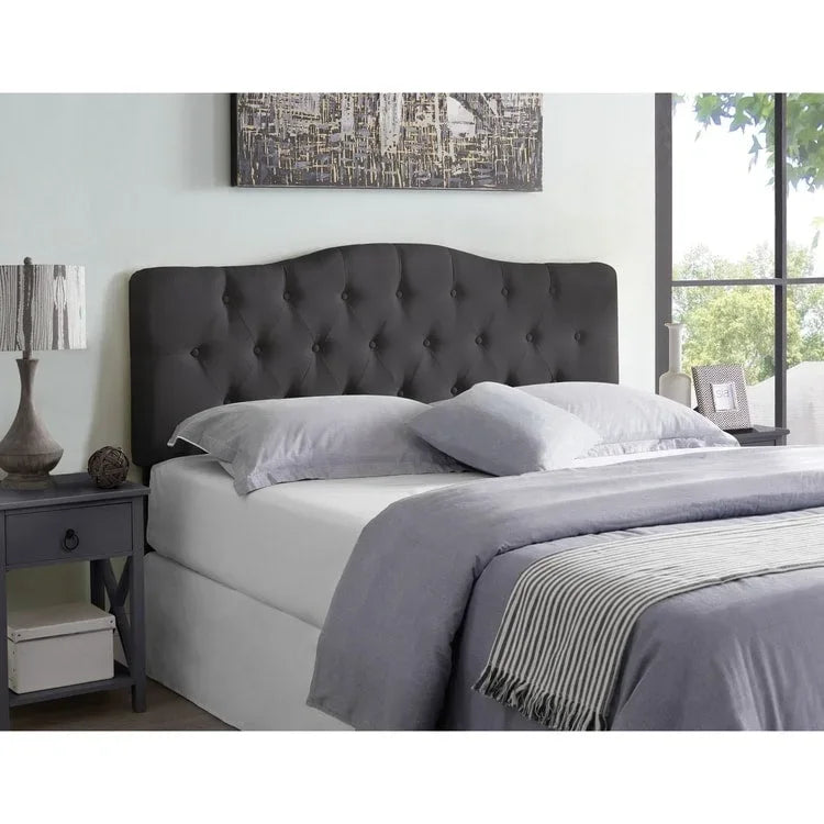 Queen Size Button-Tufted Upholstered Headboard, Height Adjustable, Premium Padded Fabric