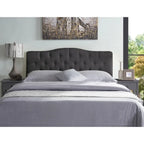 Queen Size Button-Tufted Upholstered Headboard, Height Adjustable, Premium Padded Fabric