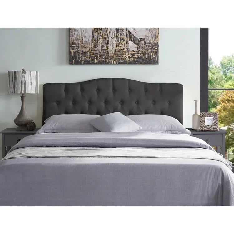 Queen Size Button-Tufted Upholstered Headboard, Height Adjustable, Premium Padded Fabric