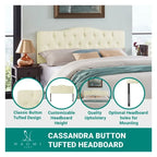 Queen Size Button-Tufted Upholstered Headboard, Height Adjustable, Premium Padded Fabric