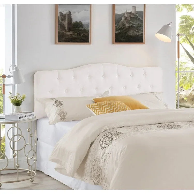 Queen Size Button-Tufted Upholstered Headboard, Height Adjustable, Premium Padded Fabric