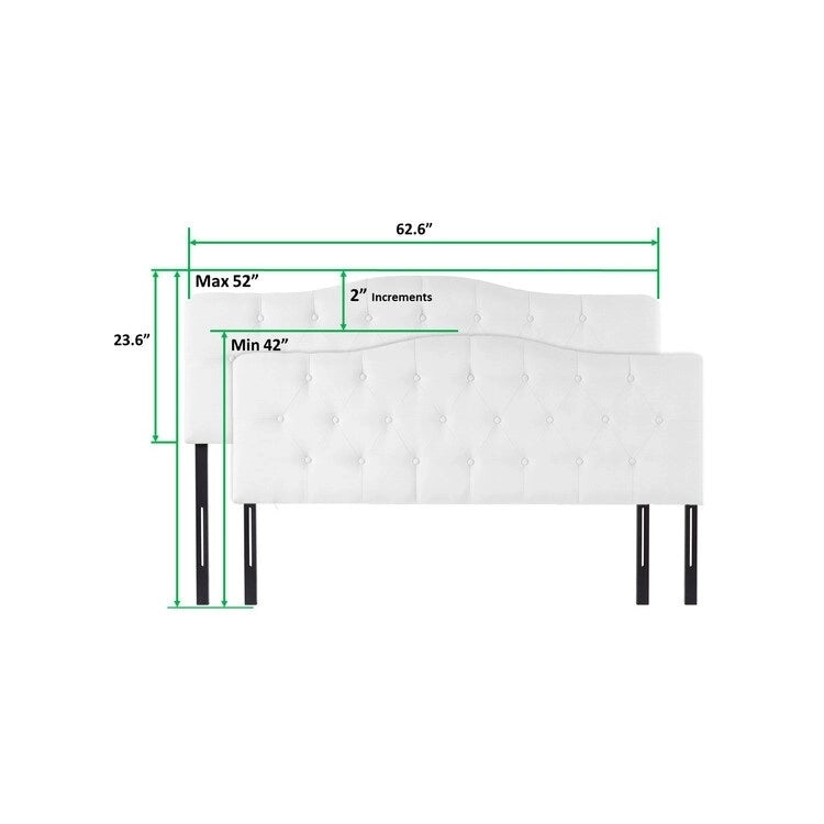 Queen Size Button-Tufted Upholstered Headboard, Height Adjustable, Premium Padded Fabric