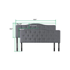 Queen Size Button-Tufted Upholstered Headboard, Height Adjustable, Premium Padded Fabric