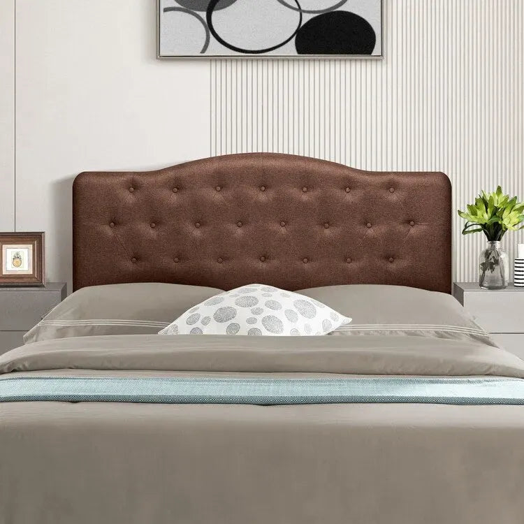 Queen Size Button-Tufted Upholstered Headboard, Height Adjustable, Premium Padded Fabric