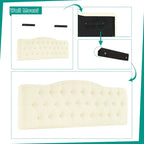 Queen Size Button-Tufted Upholstered Headboard, Height Adjustable, Premium Padded Fabric