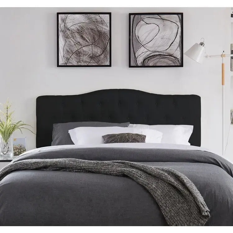 Queen Size Button-Tufted Upholstered Headboard, Height Adjustable, Premium Padded Fabric