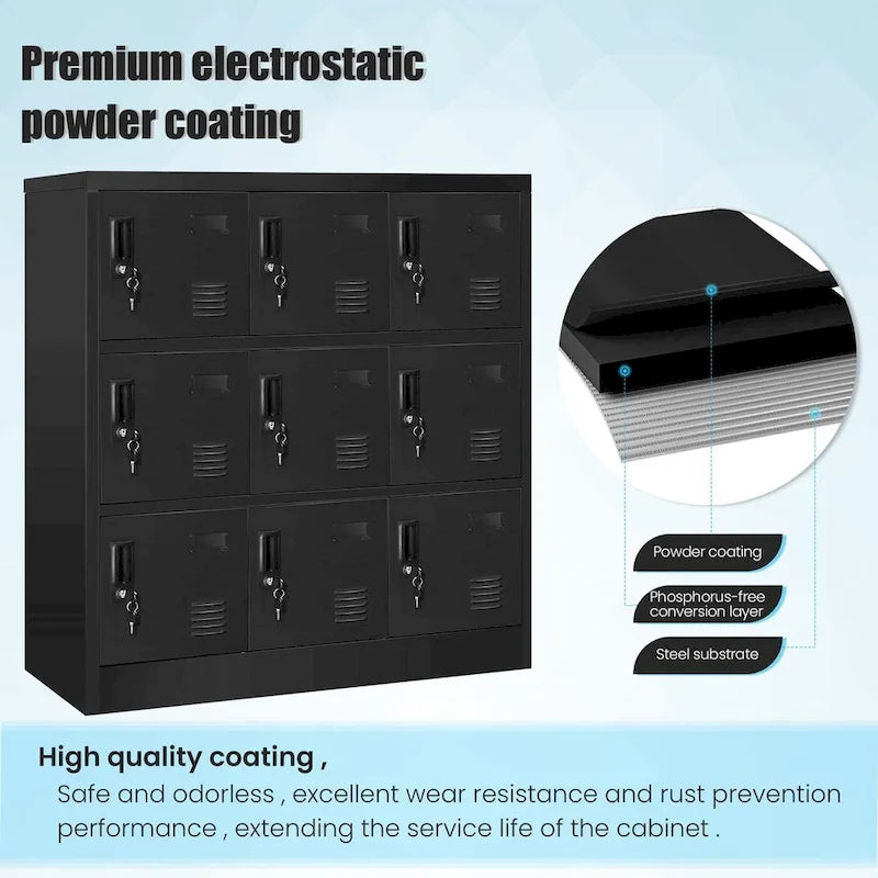 9-Door Metal Storage Locker Cabinet