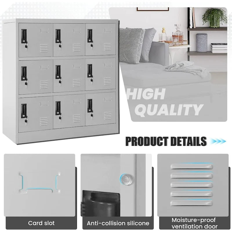 9-Door Metal Storage Locker Cabinet
