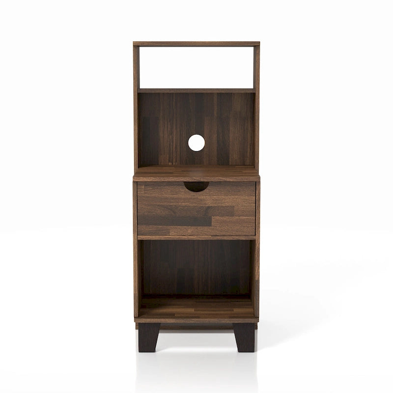 Compact 3-Shelf Single-Drawer Nightstand