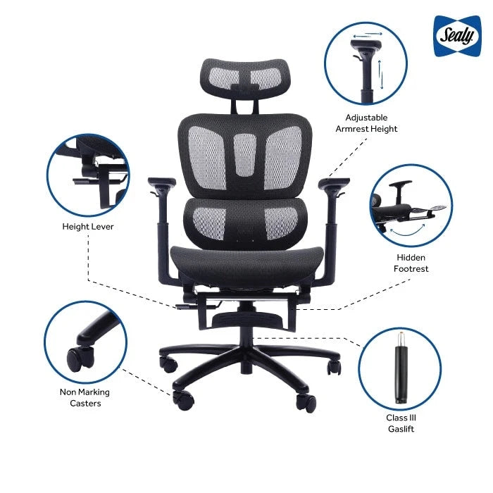 Ergonomic High-Back Mesh Office Chair with Adjustable Headrest and Armrests