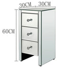 3-Drawer Mirrored Glass Nightstand