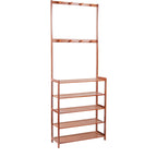 Bamboo Entryway Shoe Rack with Hooks