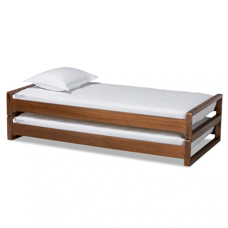 Expandable Twin to King Bed Frame in Walnut Brown