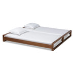 Expandable Twin to King Bed Frame in Walnut Brown