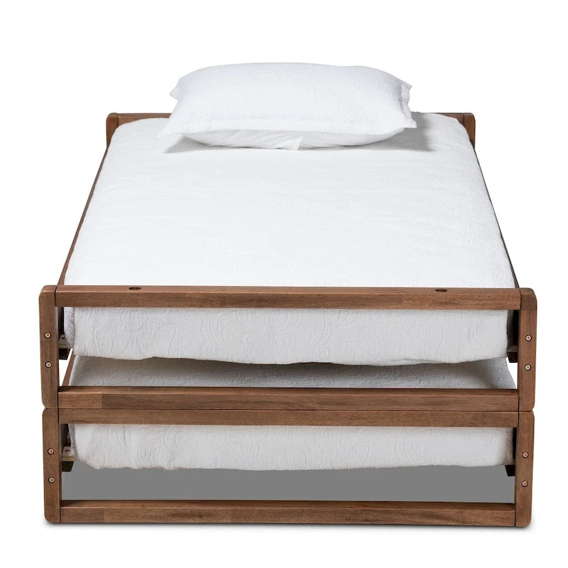 Expandable Twin to King Bed Frame in Walnut Brown