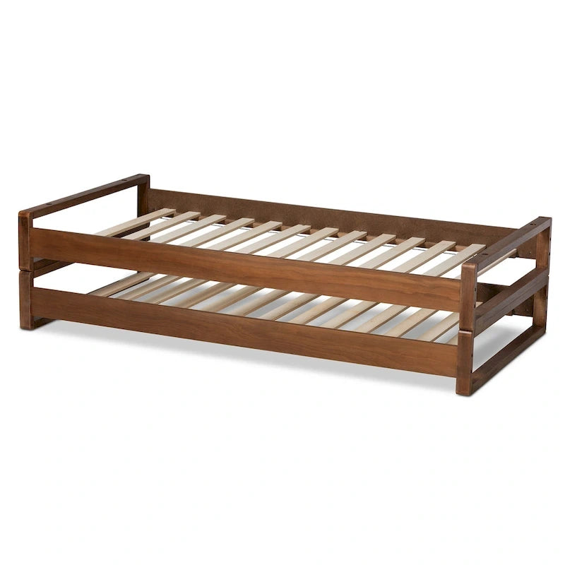 Expandable Twin to King Bed Frame in Walnut Brown