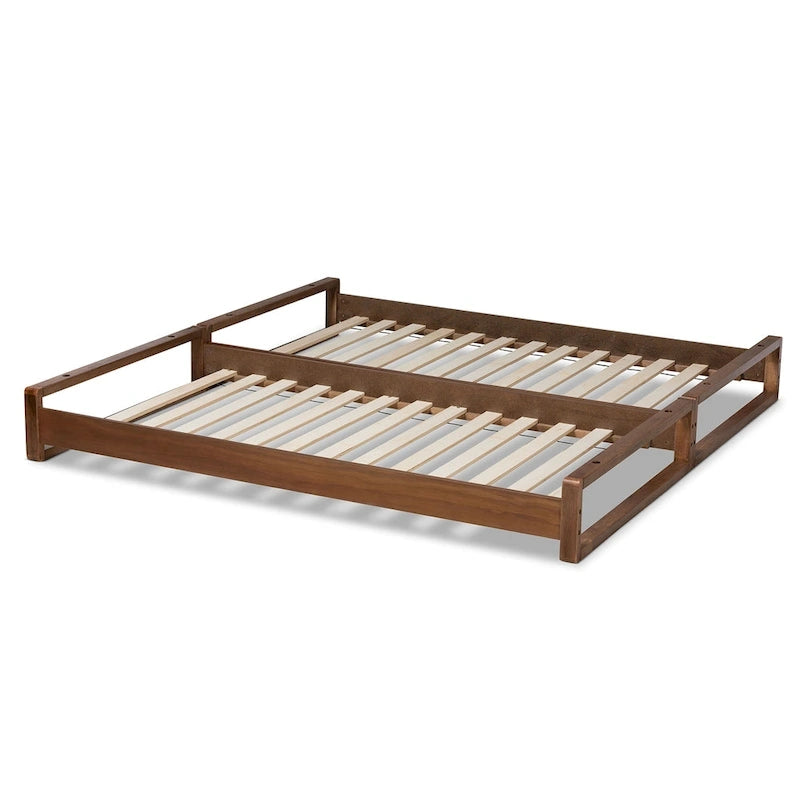 Expandable Twin to King Bed Frame in Walnut Brown