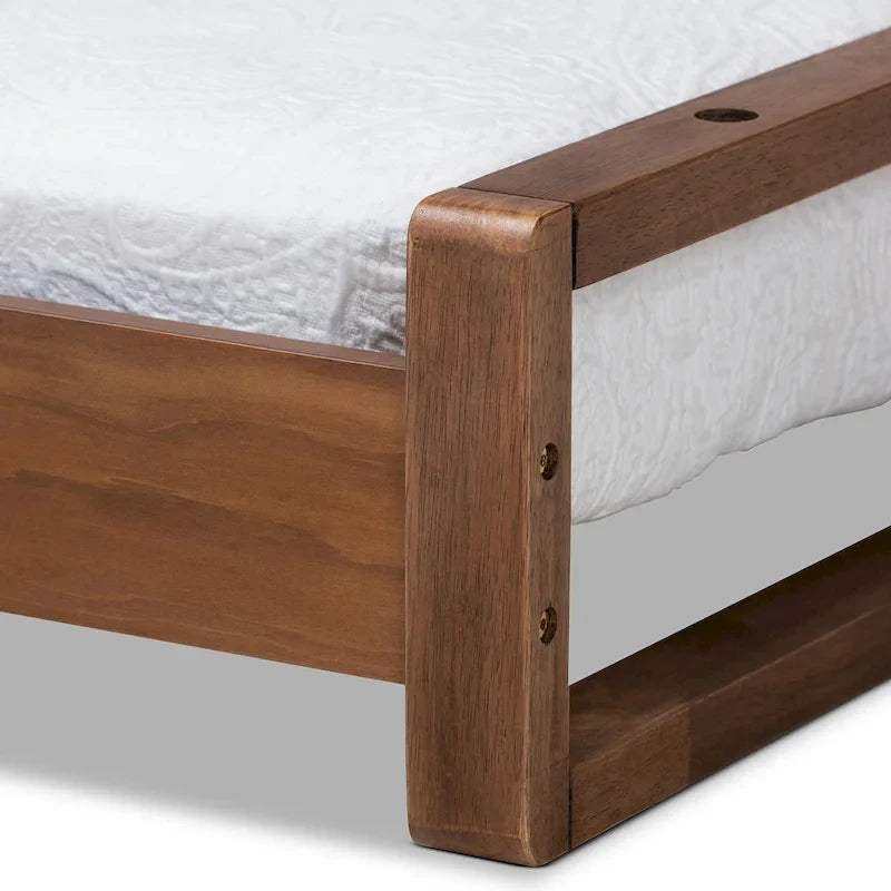 Expandable Twin to King Bed Frame in Walnut Brown