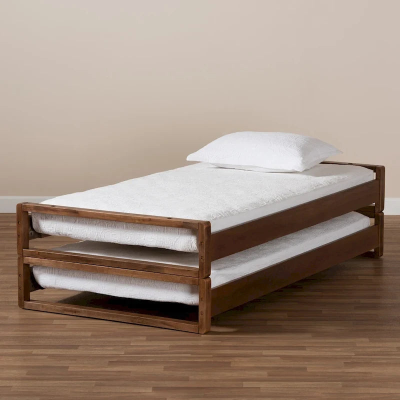 Expandable Twin to King Bed Frame in Walnut Brown