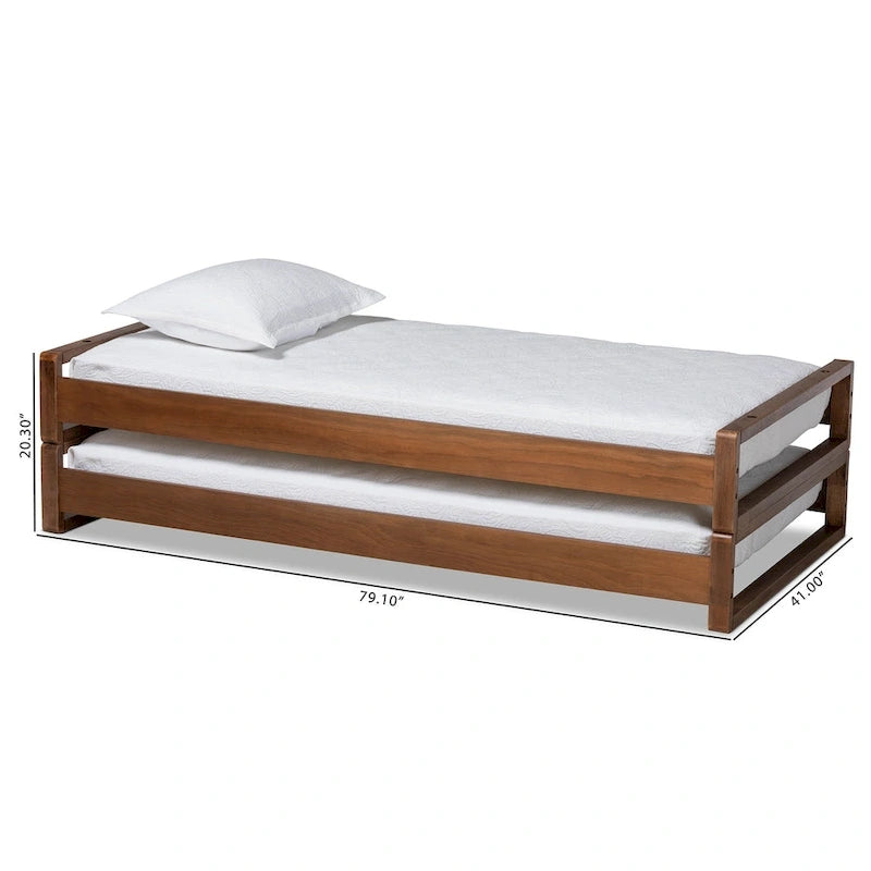 Expandable Twin to King Bed Frame in Walnut Brown