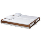 Expandable Twin to King Bed Frame in Walnut Brown