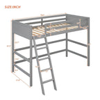 Solid Wood Twin Size Loft Bed with Ladder
