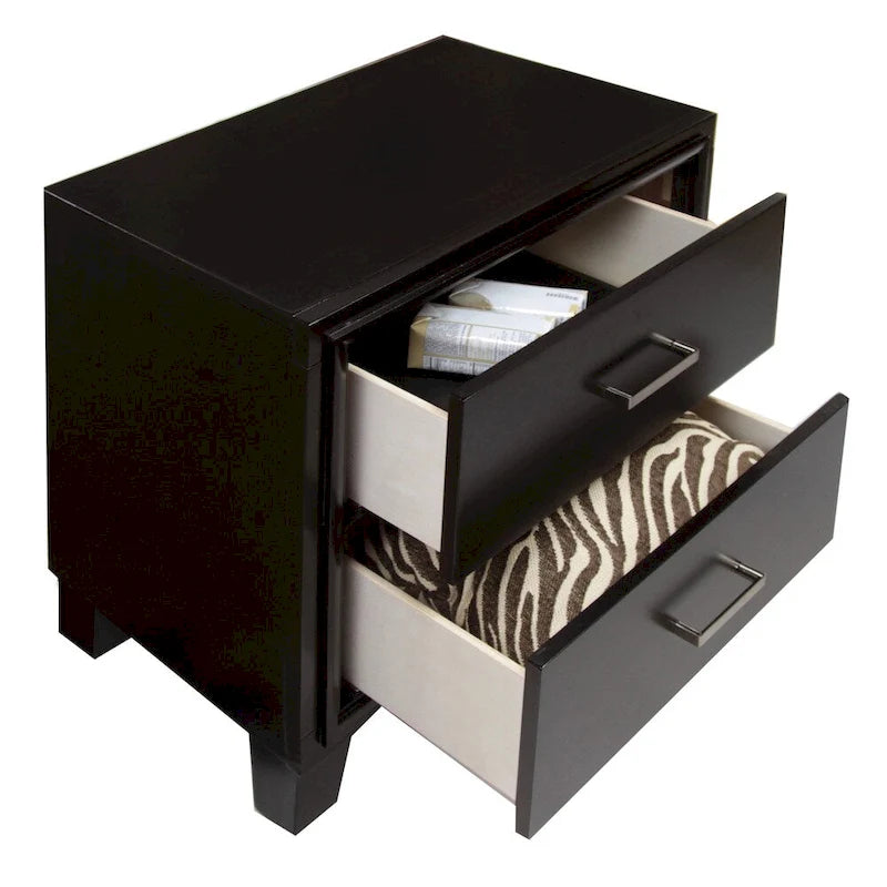 Contemporary Espresso 2-Drawer Nightstand