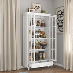 Bookcase with Glass Doors and Drawer - 70.9"H x 36.2"W