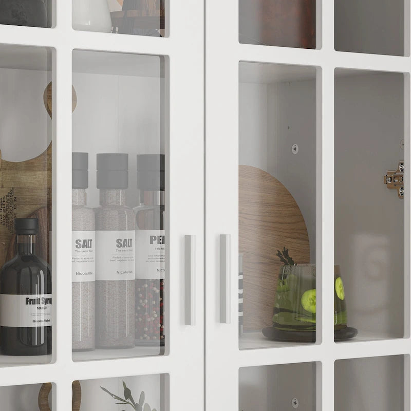 Bookcase with Glass Doors and Drawer - 70.9"H x 36.2"W
