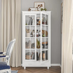 Bookcase with Glass Doors and Drawer - 70.9"H x 36.2"W