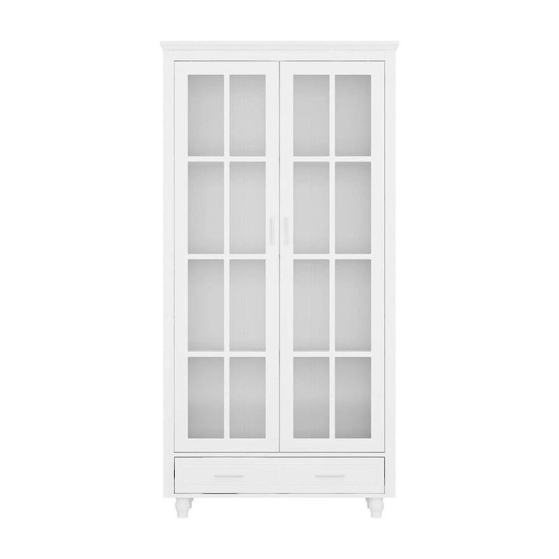 Bookcase with Glass Doors and Drawer - 70.9"H x 36.2"W