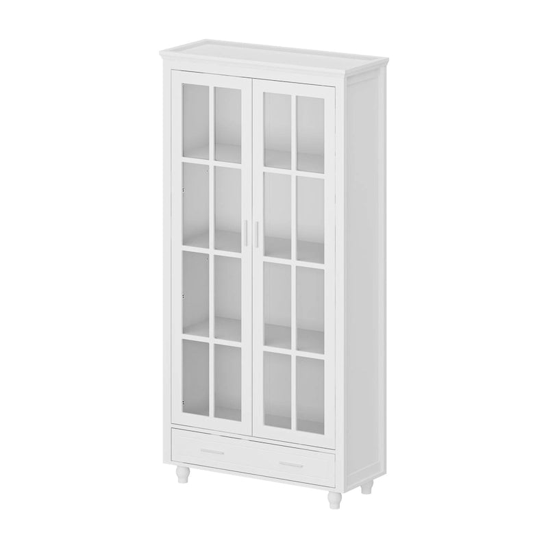 Bookcase with Glass Doors and Drawer - 70.9"H x 36.2"W