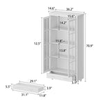 Bookcase with Glass Doors and Drawer - 70.9"H x 36.2"W