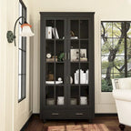 Bookcase with Glass Doors and Drawer - 70.9"H x 36.2"W
