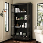 Bookcase with Glass Doors and Drawer - 70.9"H x 36.2"W
