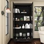 Bookcase with Glass Doors and Drawer - 70.9"H x 36.2"W