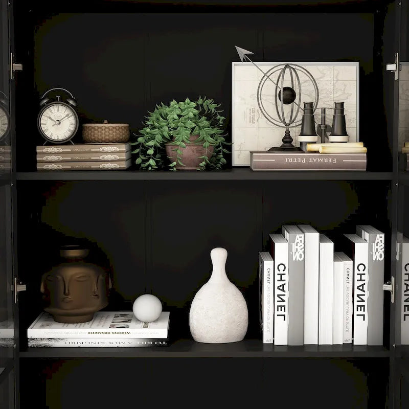 Bookcase with Glass Doors and Drawer - 70.9"H x 36.2"W