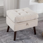 Upholstered Chaise Lounge Chair with Adjustable Backrest and Storage Ottoman