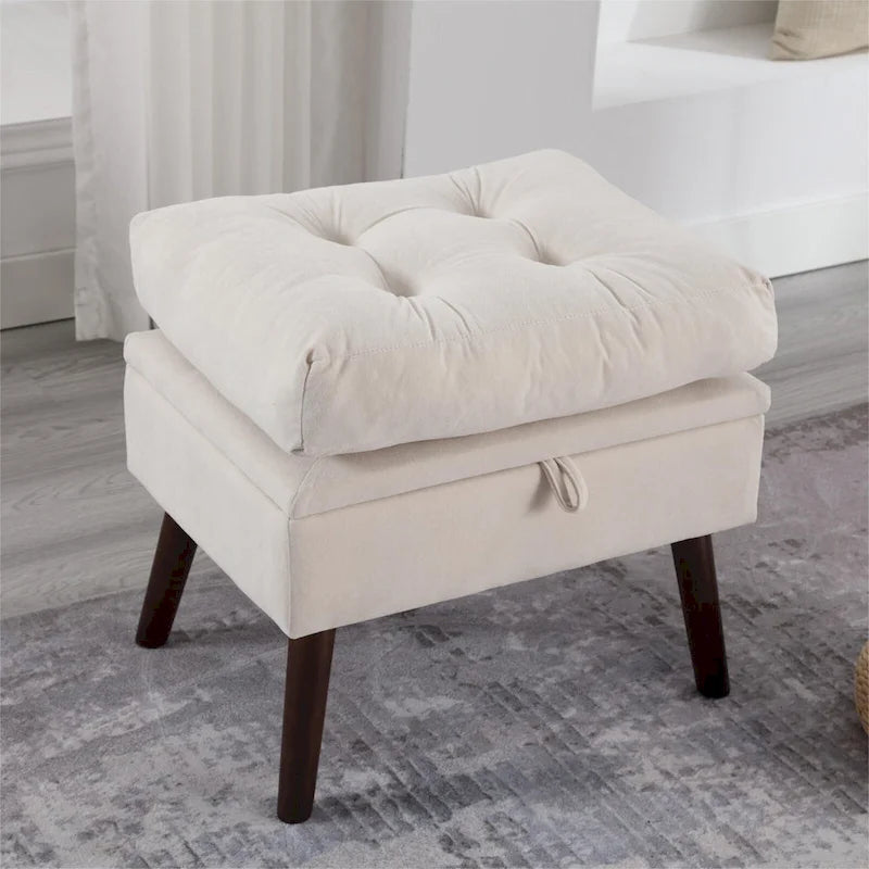 Upholstered Chaise Lounge Chair with Adjustable Backrest and Storage Ottoman