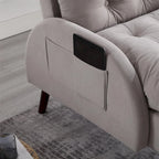 Upholstered Chaise Lounge Chair with Adjustable Backrest and Storage Ottoman