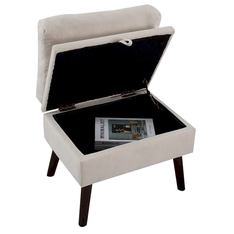 Upholstered Chaise Lounge Chair with Adjustable Backrest and Storage Ottoman